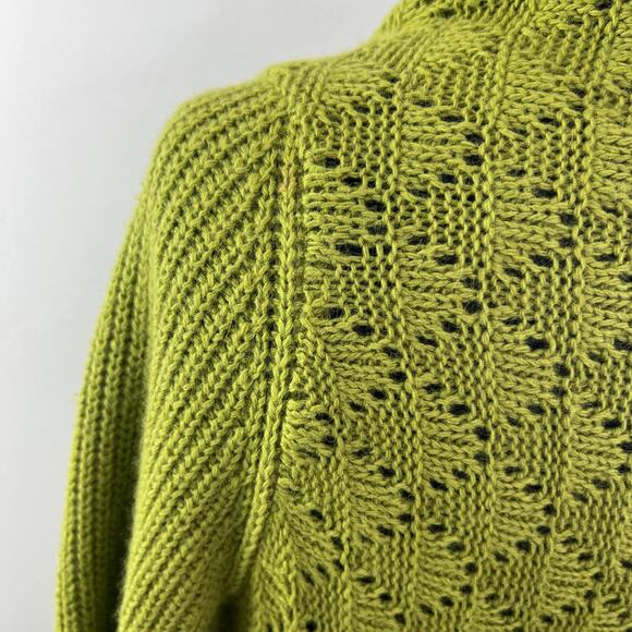 Cynthia Rowley Green M Knit Cardigan Sweater Wool Flowy Open Front Long Sleeve - Picture 5 of 9